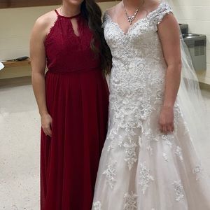 Maroon bridesmaids dress